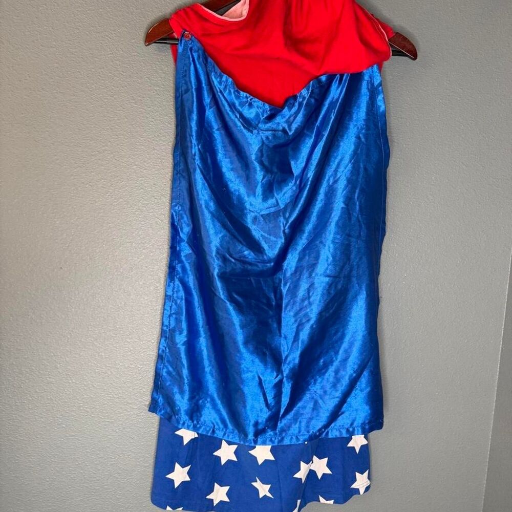 Wonder Woman Costume Dress Women’s L/G Red Blue Cape Halloween - Picture 2 of 6